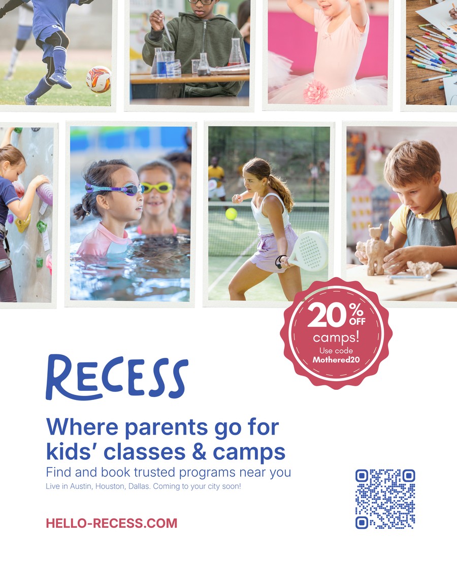 Recess full-page advertisement from the September 2026 issue of Mothered Magazine